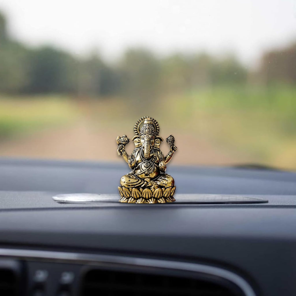 Brass Ganesh Idol for Home Decor - 2 Inch