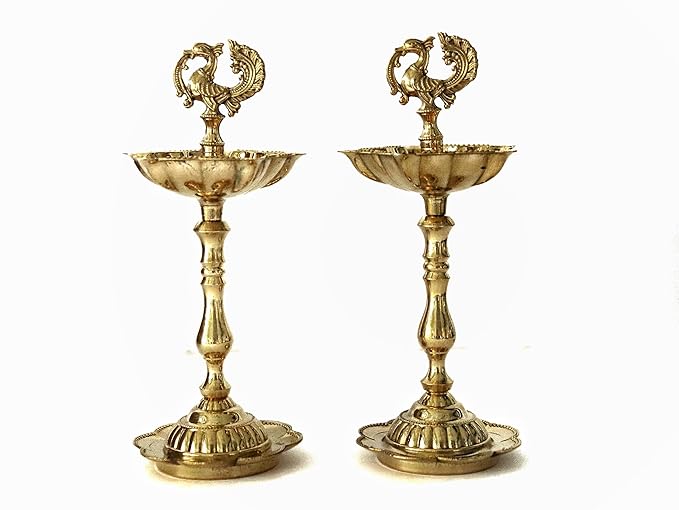 Brass Samay Diya - 8 Inch - 2 pcs Set
