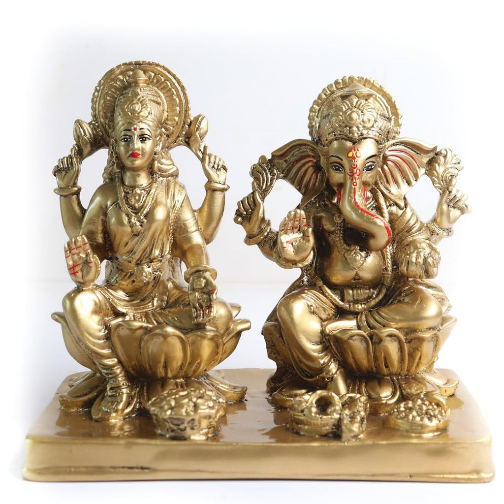 Laxmi Ganesh Pair Murti | 6.5 Inch | Idol | Statue | Showpiece | Decoration Items for Home Decor Mandir | Temple | Housewarming Gifts