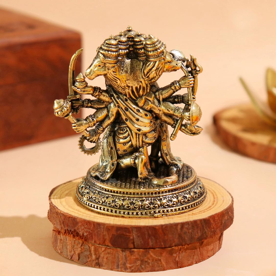 Brass Panchmukhi Hanuman Ji Idol - 3 Inch