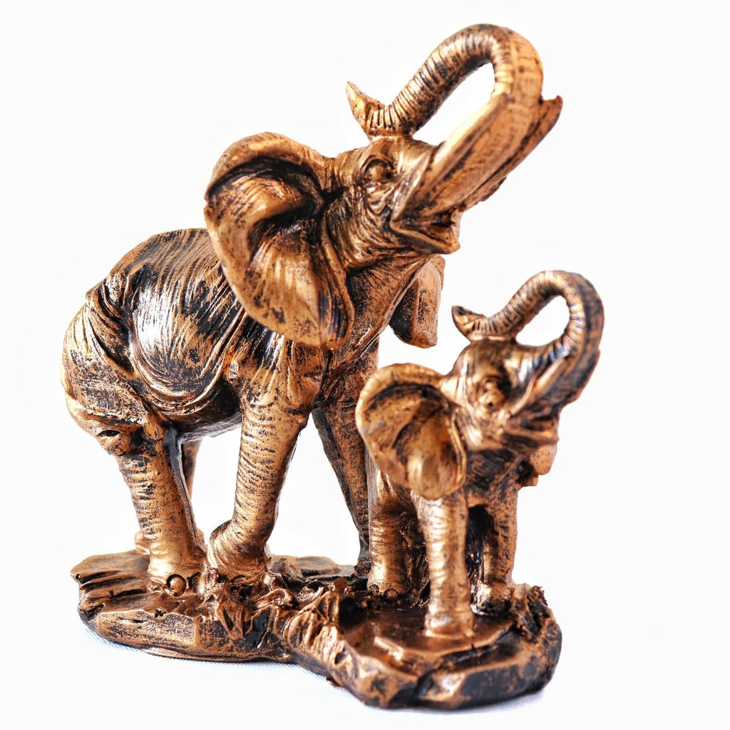 Elephant and Baby Show Piece | 5 Inch |Decorative Gift Items for Home | Office Desktop | Living Room | Feng Shui | Small |