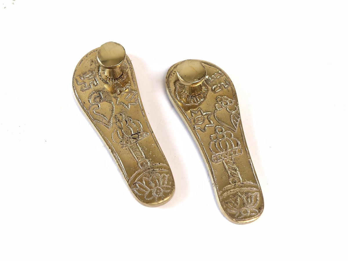 Brass Laxmi Charan Paduka |  3.5 Inch | For Door Entrance | Laxmi Feet | Decorating Home & Puja Room |