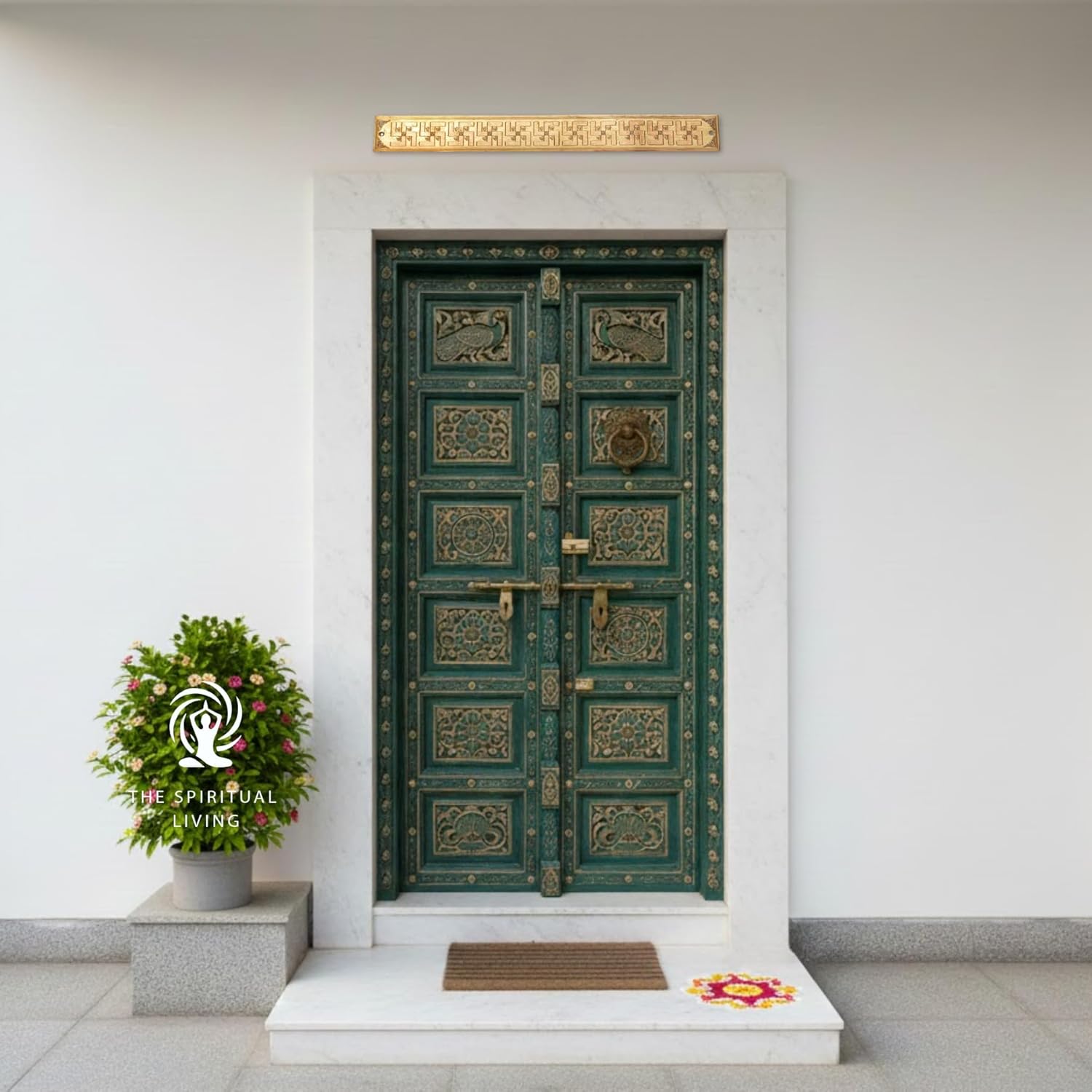 The Spiritual Living Copper Swastik Patti | 12 Inch | Vastu Strip | 11 Auspicious Swastika | Door Entrance for Vastu |