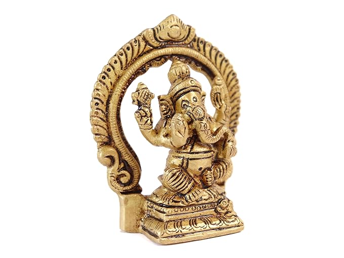 Lord Ganesh Ji Idol with Singhsan (Brass ) 3 INCH