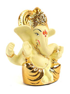 Gold Plated Mukut Ganesh Idol - 2.5 x 2 inch
