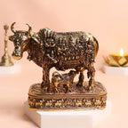 Nandi Idol Brass | 5 Inch | Pital Ka Gay Bachda | Big Size | Statue | Kamadhenu Cow with Engraved Gods and Goddesses | वास्तु उपाय |