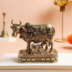 Nandi Idol Brass | 5 Inch | Pital Ka Gay Bachda | Big Size | Statue | Kamadhenu Cow with Engraved Gods and Goddesses | वास्तु उपाय |