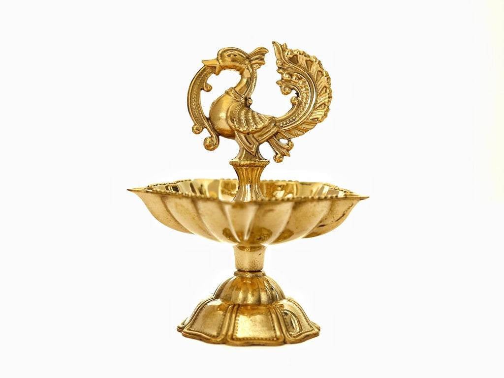 Peacock Diya | Pack of 2 | Design Brass Diya | Kuthu Vilakku | 3 Inch | for Diwali |