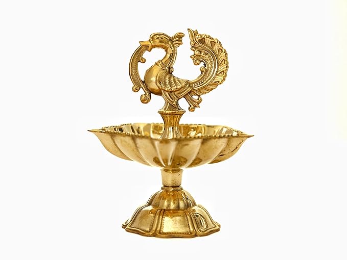 Peacock Brass Diya - 3.5 Inch