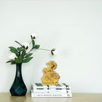 Gold Uplifted Legs Horse with Ingot - 4 INCH