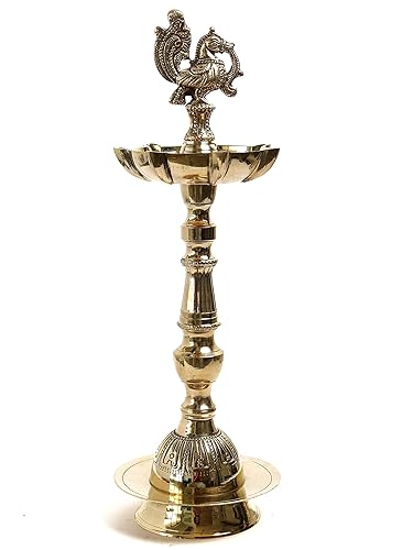 Brass Peacock Oil Wick Diya - 9 Inch