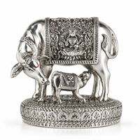 999 Silver Plated Kamdhenu Cow with Calf Vastu | Gau MATA Idol |  Diwali Gift | कामधेनु | Wish Fulfilling Murti | Wedding |