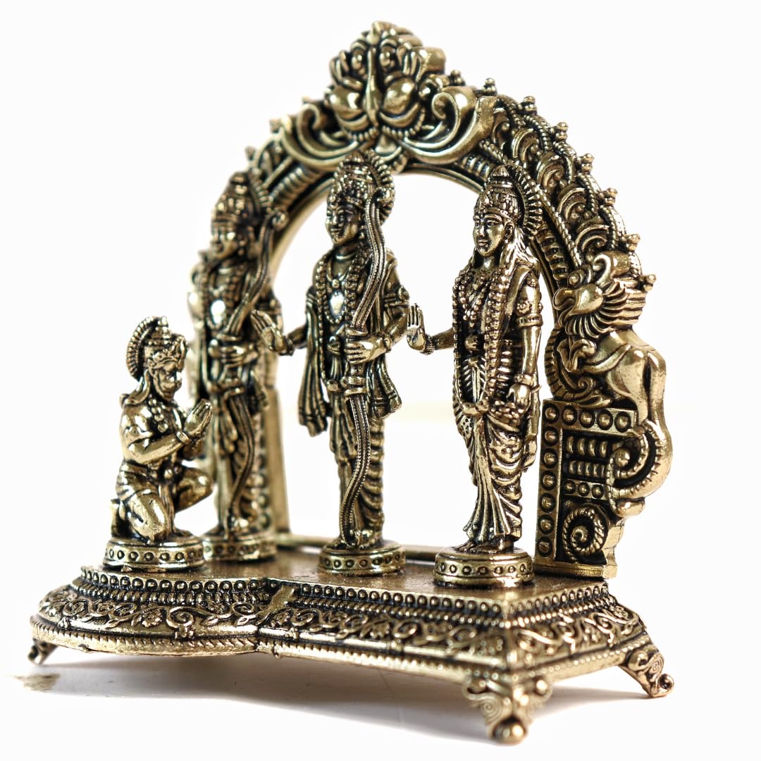Brass Ram Darbar Idol | 3 Inch | Lord Ram, Sita, Lakshman & Hanuman Murti | जय श्री राम |