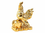 Rooster Figurine Sitting on Ingot & Coin Bed