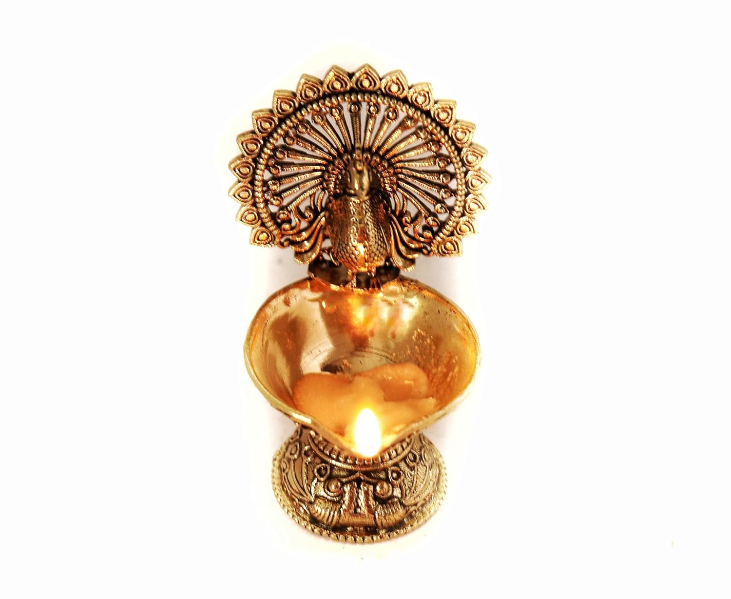 Brass Peacock Diya - 4 Inch