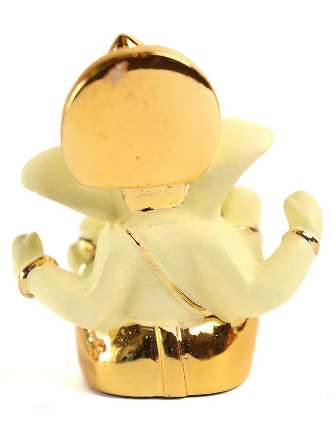 Gold Plated Mukut Ganesh Idol - 2.5 x 2 inch