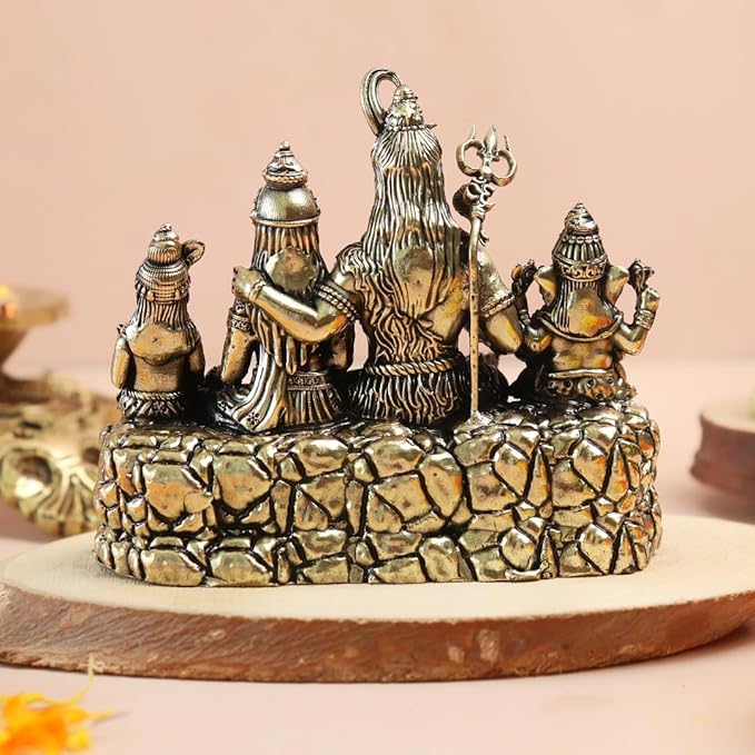 Brass Shiv Parivar Murti for Home Puja - 4 Inch