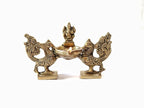 Brass Two Peacock and Ganpati in Middle Showpiece Diya