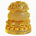 Feng Shui Wealth Bag with Gold Ingots & Coins | 5 Inch | Lucky Fortune Yuan Bao Statue|