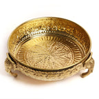 Brass Elephant Urli | 8 Inch | Urli Bowl | | Urali | Pital | Diwali | Urli Set for Decoration | with Stand |