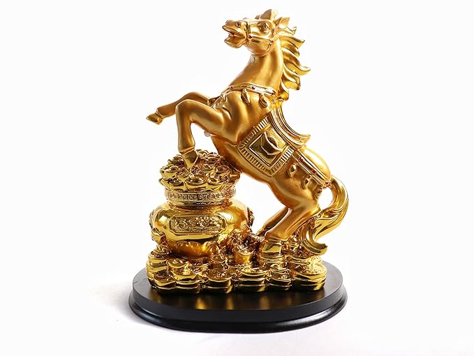 Jumping Horse with Wealth Pot - 8 Inch