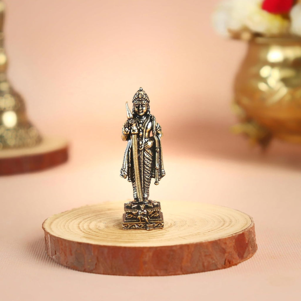 Miniature Murugan God Idol Brass | 2 Inch | Kartikeya Idol Small | Karthikeyan |