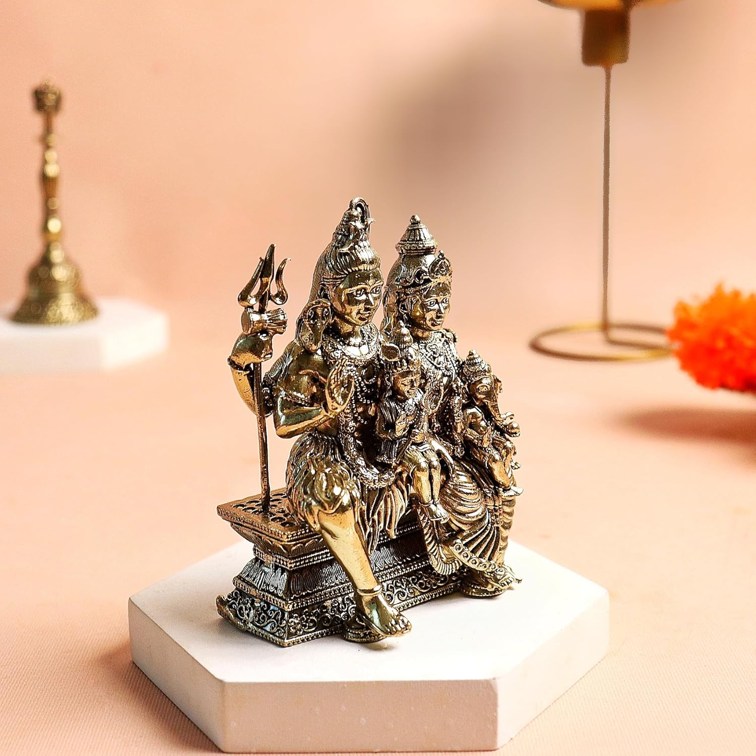 Premuim Brass Shiv Parivar Murti | 4 Inch | Shiv Parvati Ganesh Murugan | Family Idol