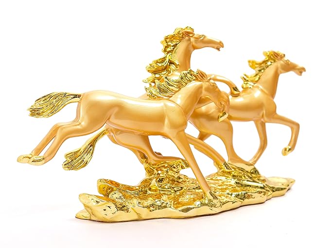 Three Golden Running Horses - 12 inch