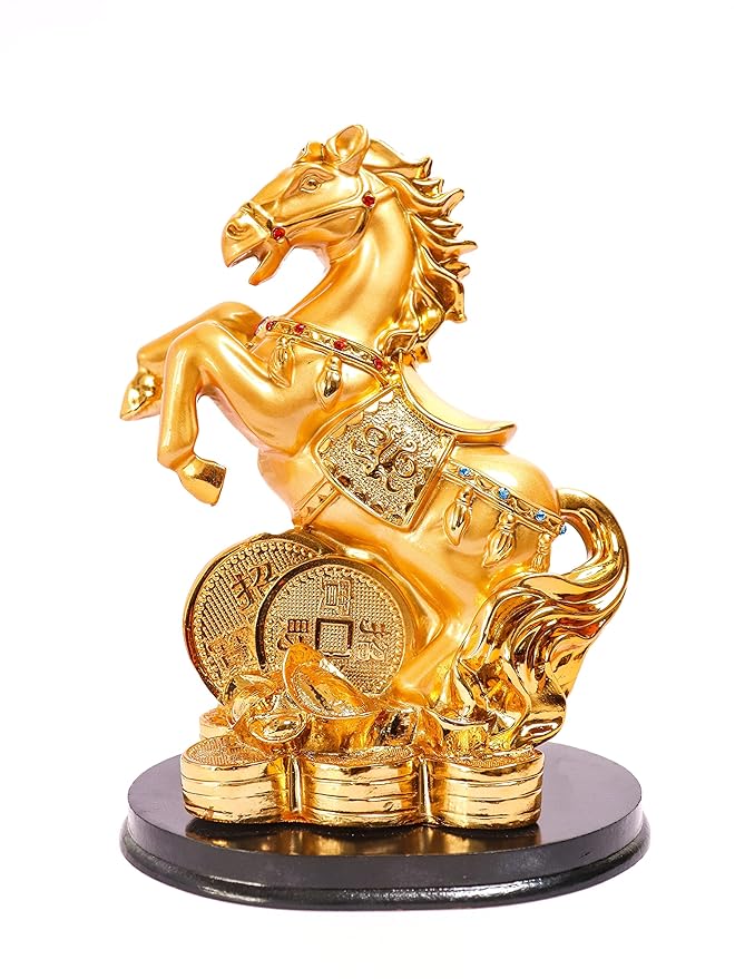 Gold Plated Horse with Wooden Base - 8 Inch