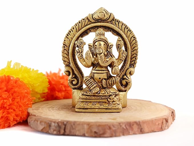 Lord Ganesh Ji Idol with Singhsan (Brass ) 3 INCH