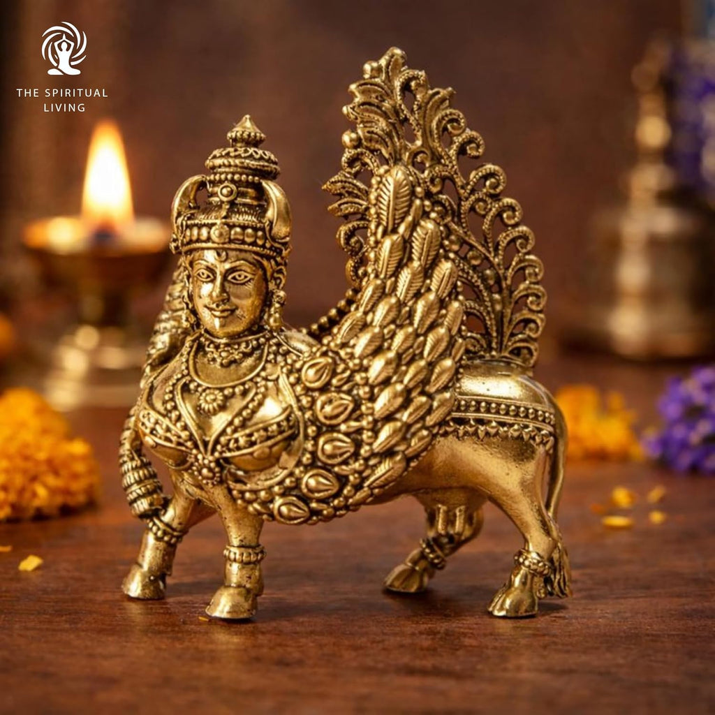 Kamdhenu Cow with Wings | 2.5 Inch | Brass Cow Sculpture |