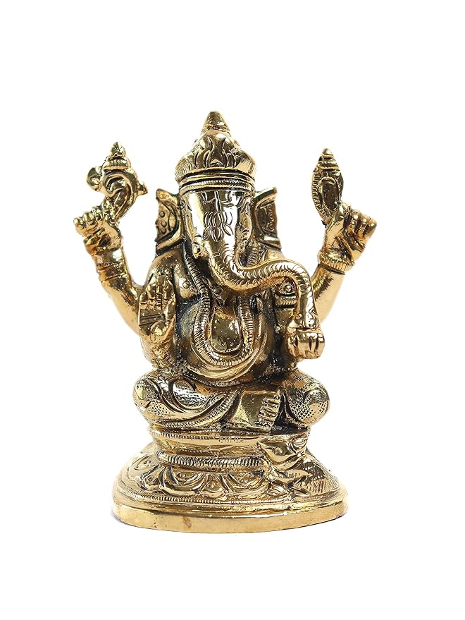 Lord Ganesh Ji Idol with Chowki (Brass ) 3 INCH