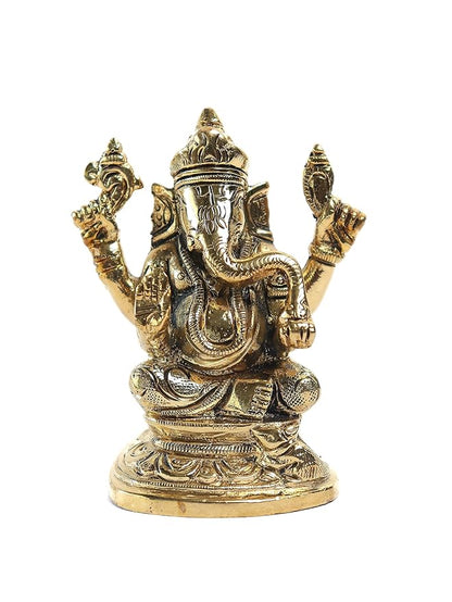 Lord Ganesh Ji Idol with Chowki (Brass ) 3 INCH