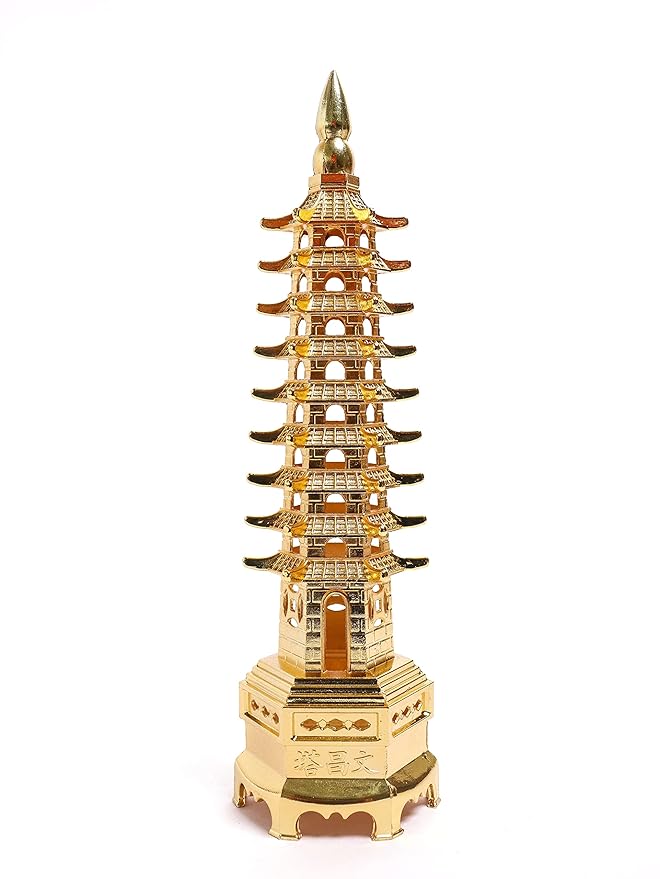Gold Finish Education Pagoda Metal Tower 9 Layers