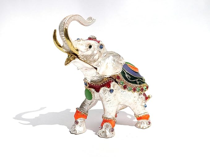 Vastu Bejeweled White Elephant Carrying Flaming Jewel