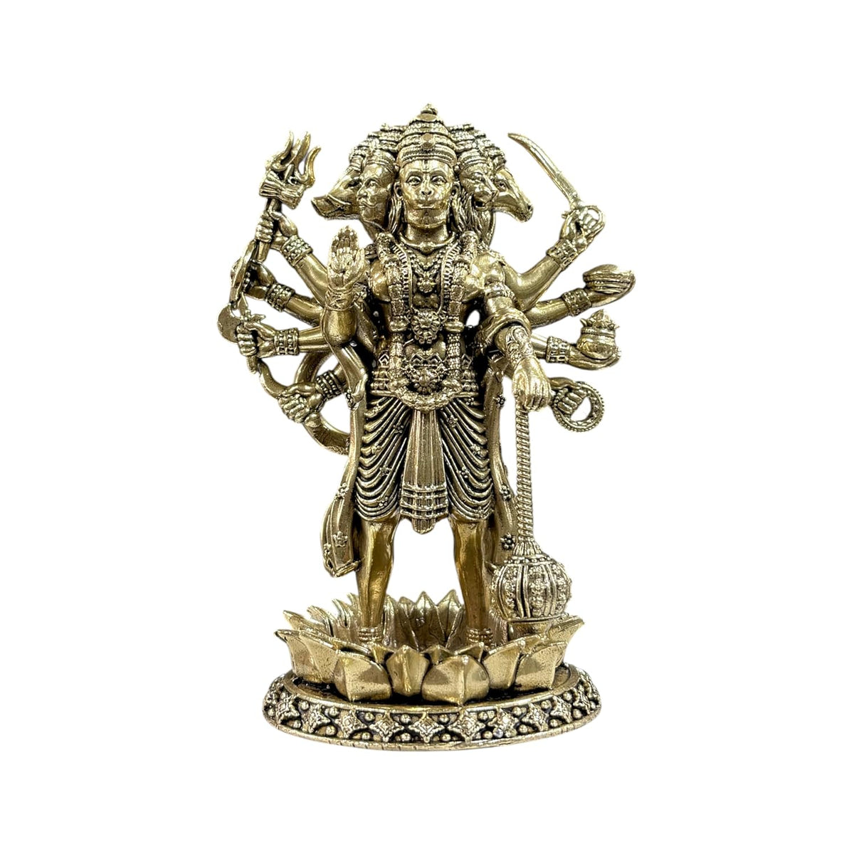 Brass Panchmukhi Hanuman | 5 Inch | Idol | Murti | Statue | Housewarming Gift | Protection from Evil Eye | Pital | Diwali |