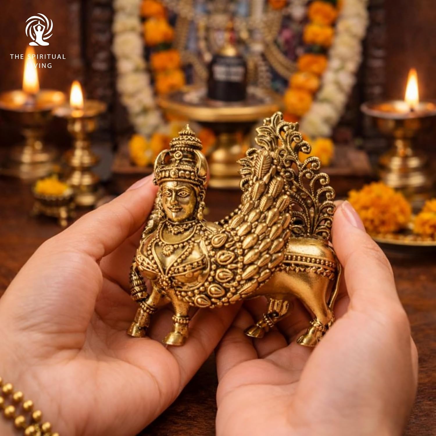 Kamdhenu Cow with Wings | 2.5 Inch | Brass Cow Sculpture |
