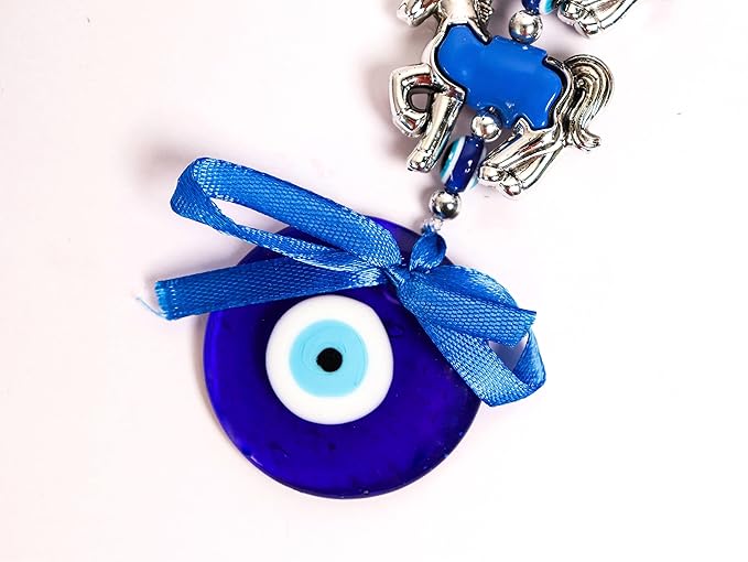 Evil Eye Wall Hanging with 7 Horses - 12 Inch