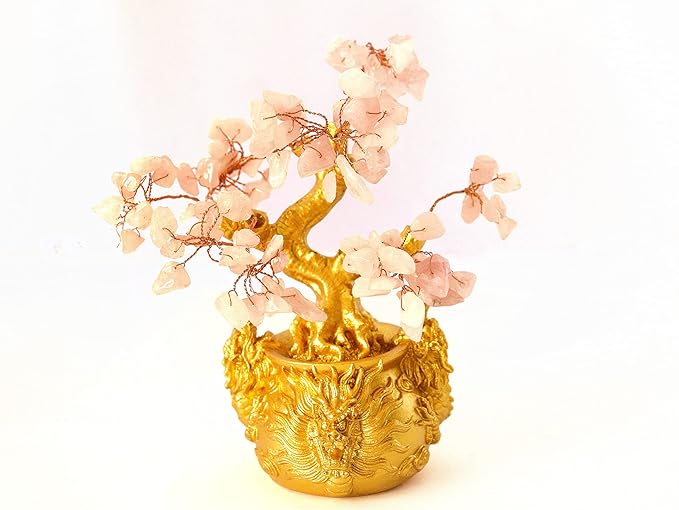 Natural Rose Quartz Crystal Tree of Life - 6 Inch