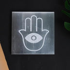 Evil Eye Charging Plate With Hamsa Crystal Grid