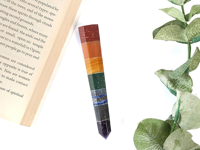 Selenite Seven Chakra Stone Crystal Wand