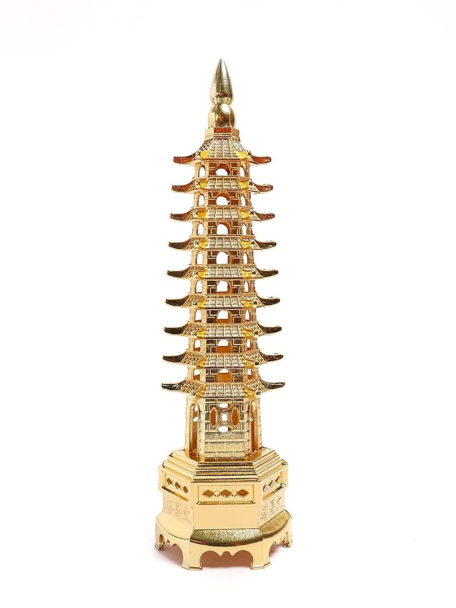 Gold Finish Education Pagoda Metal Tower 9 Layers