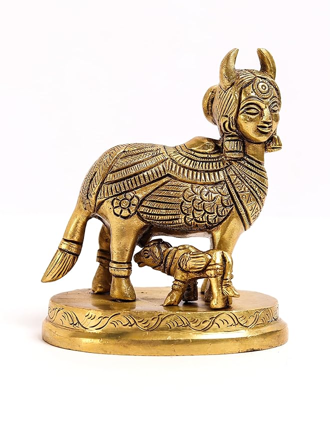 Nandi Kamdhenu Cow with Calf (Brass)