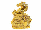 Gold Uplifted Legs Horse with Ingot - 4 INCH