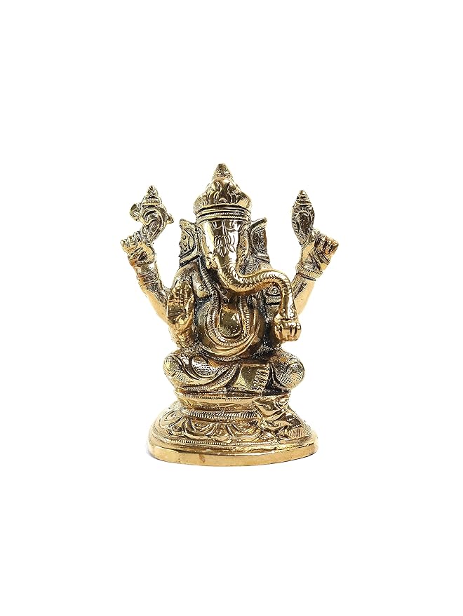 Lord Ganesh Ji Idol with Chowki (Brass ) 3 INCH