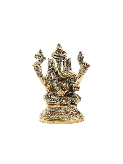 Lord Ganesh Ji Idol with Chowki (Brass ) 3 INCH