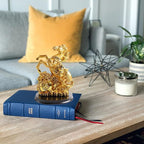 Golden Jumping Horse On Sack of Ingots & Coin