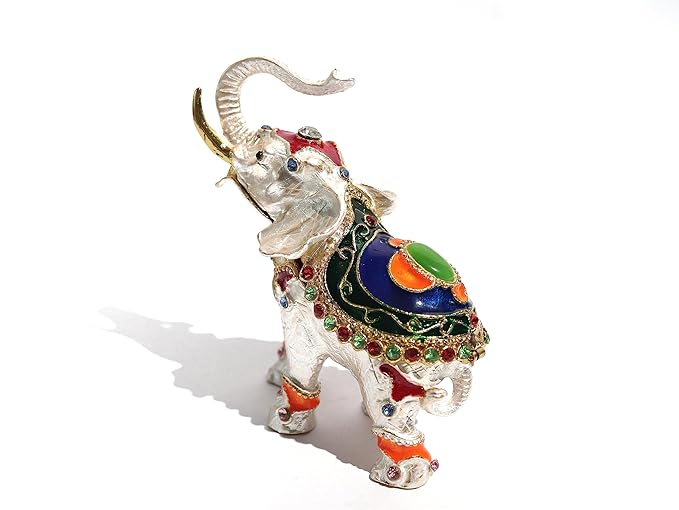 Vastu Bejeweled White Elephant Carrying Flaming Jewel