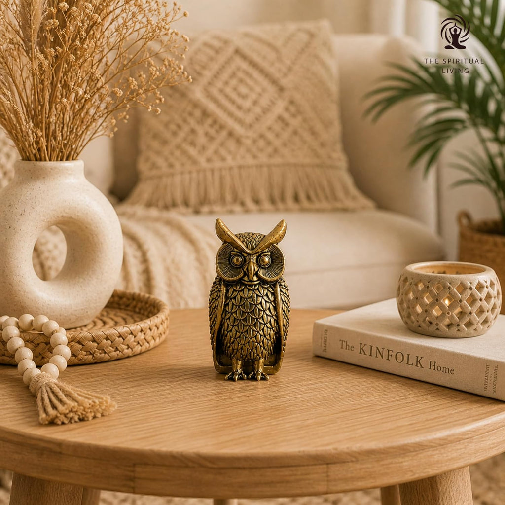 Owl Statue for Good Luck Brass | 4 Inch | Showpiece | Figurine | Pital Ka Ullu |