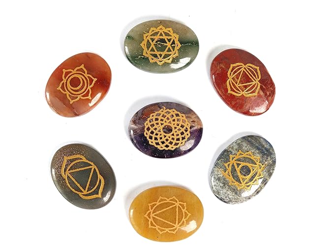 Seven Chakra Healing Stones In Wooden Box ( Set of 7 )
